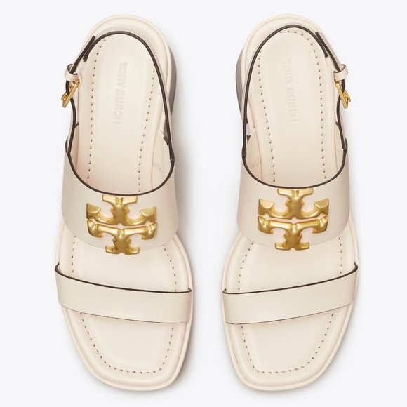 Tory Burch $348 Eleanor Heel Sandals New Ivory Cream - Picture 2 of 9
